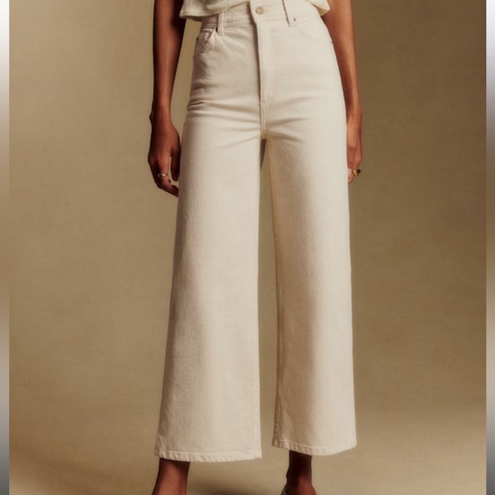 *NEW Sezane Le Crop Mottled Ecru Jeans